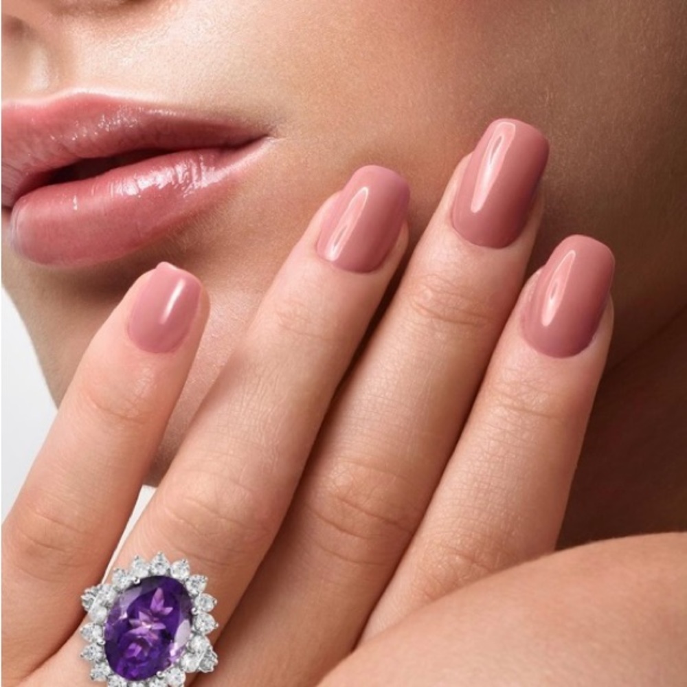 AAA Amethyst with white Zircon sunburst platinum over sterling silver 11.50 ctw